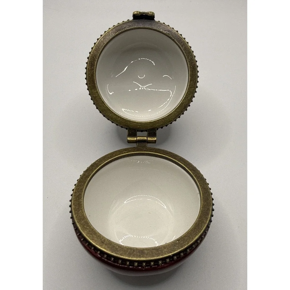 Red Apple Hinged Trinket Box